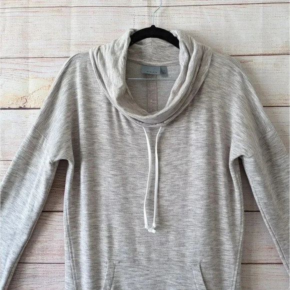 Athleta Cowl Neck Sweatshirt Women's Size Small S Oatmeal Kangaroo Pocket - Picture 3 of 13